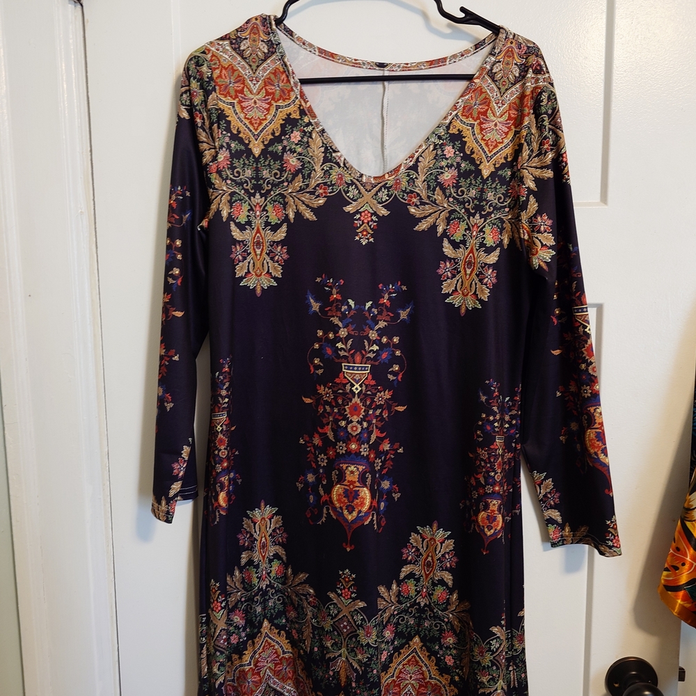 Elegant Multicolor Patterned Dress